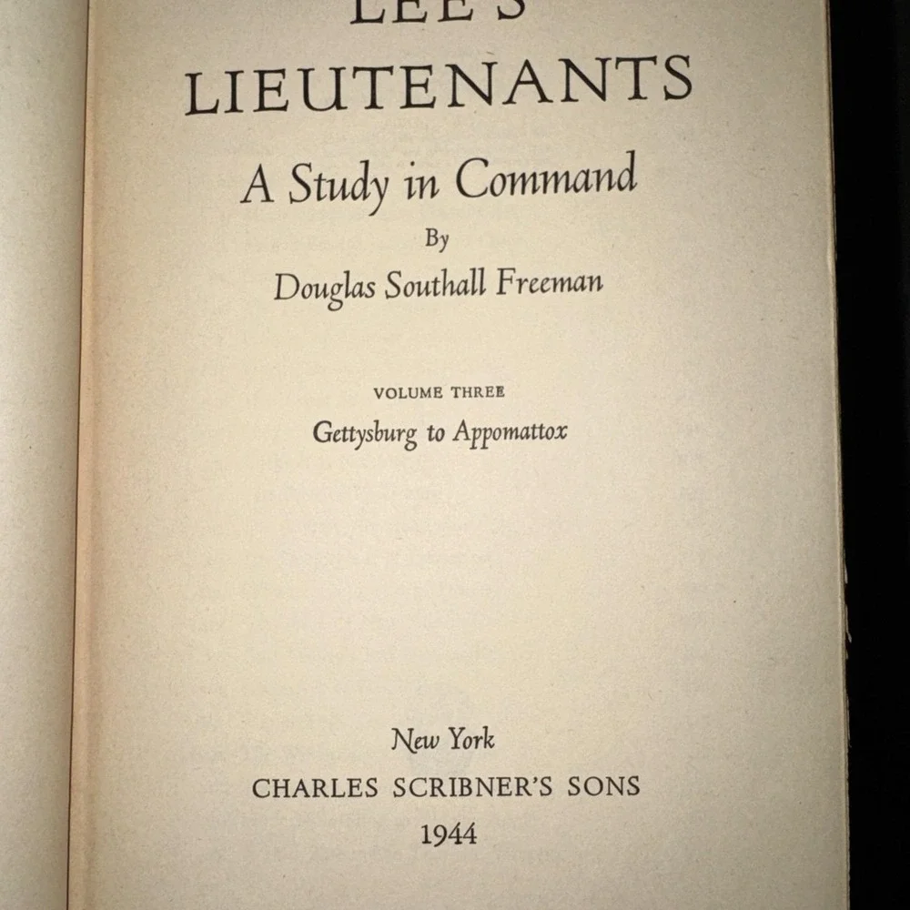 LEE'S LIEUTENANTS 3 Volume Set by Douglas Southall Freeman 1942-1944